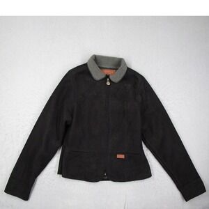 Outback Trading Co Womens Small Faux Suede Sherpa Lined Jacket Black 2305